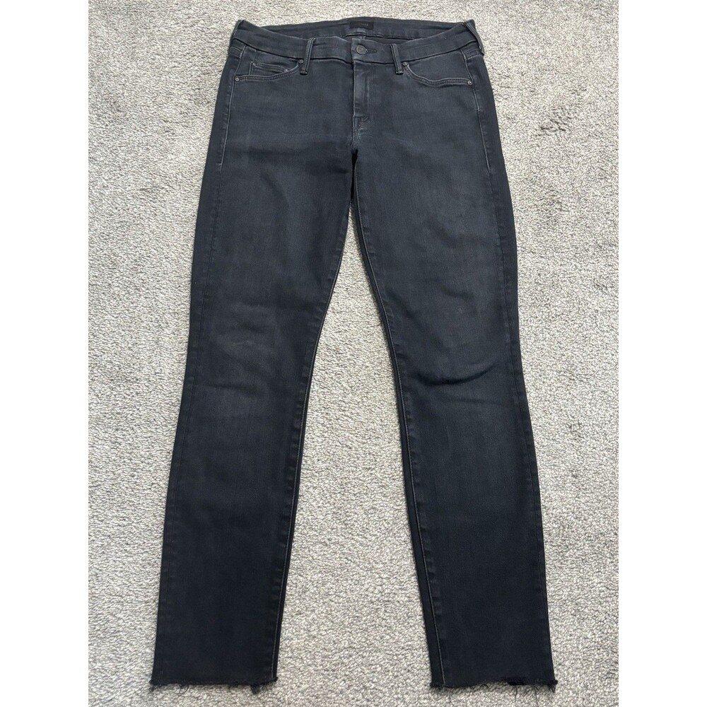 Mother Looker Ankle Fray Blackbird Jeans Womens 27 Denim‎ Black USA Made